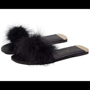 Black feather sandals